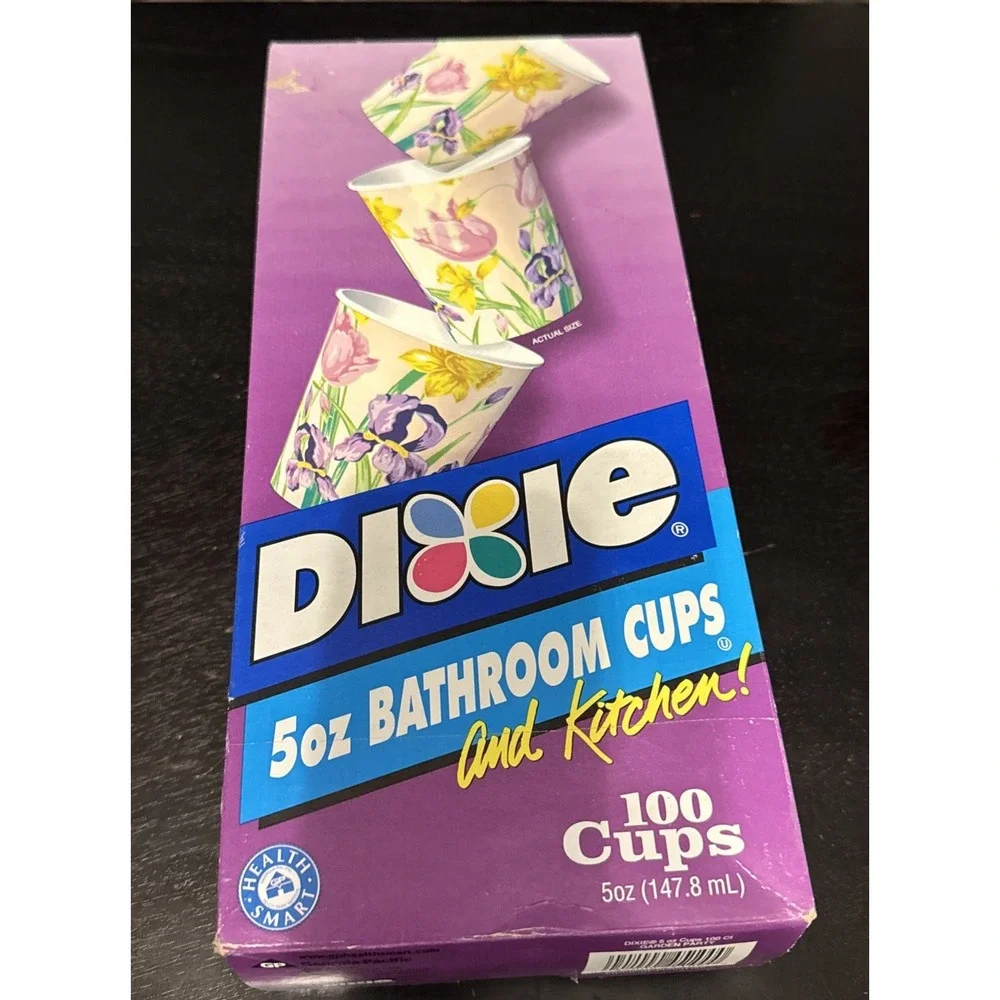 Dixie Cups 5 oz Garden Party Design Unopened Box of 100 ~2001 New VTG Stock
